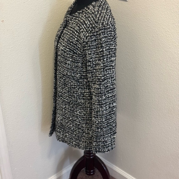 Walter Baker Bryson Tweed Jacket Blazer Boucle Black White Long Line M NEW $248 - Picture 3 of 10